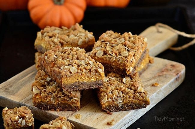 stack of gingerbread pumpkin bars