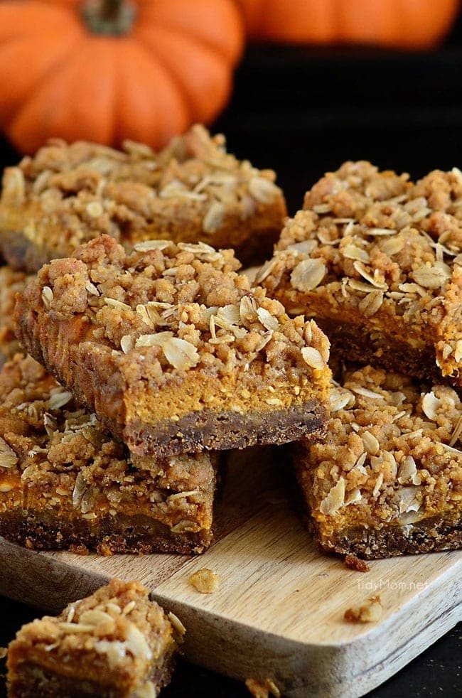 gingerbread pumpkin bars on board
