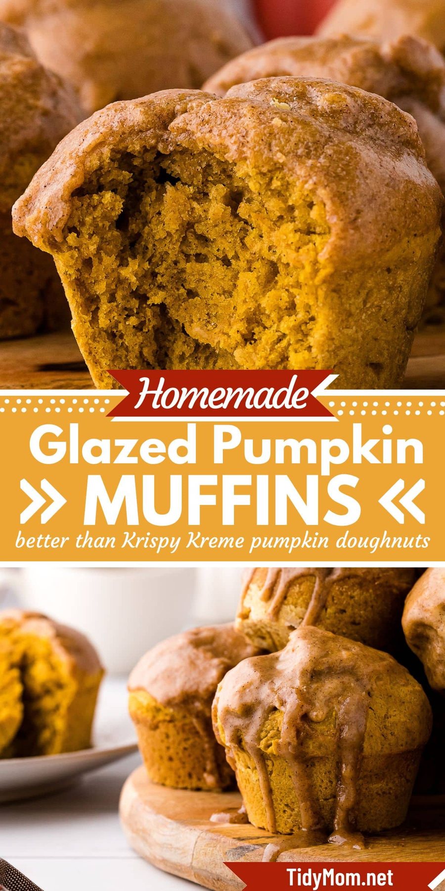 Pumpkin Glazed Doughnut Muffins photo collage