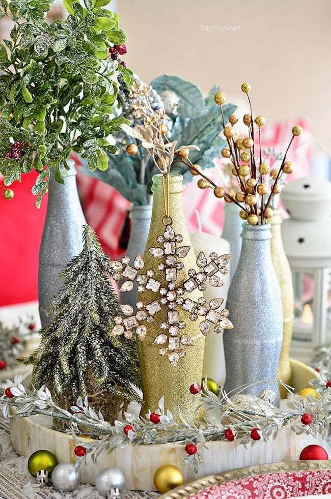 Glitter Painted Holiday Centerpiece