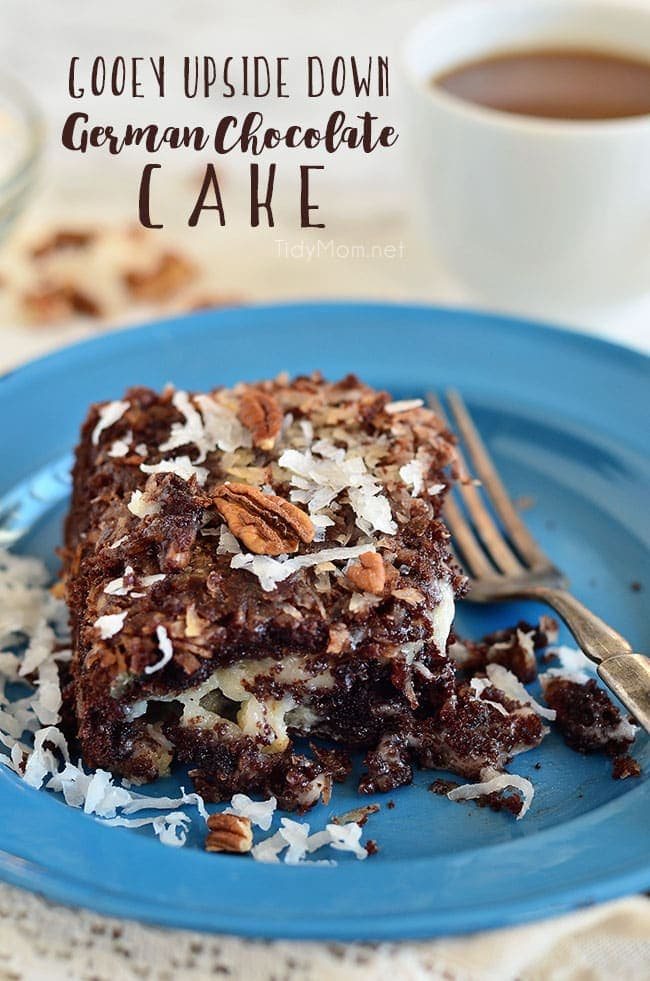 Gooey Upside Down German Chocolate Cake!