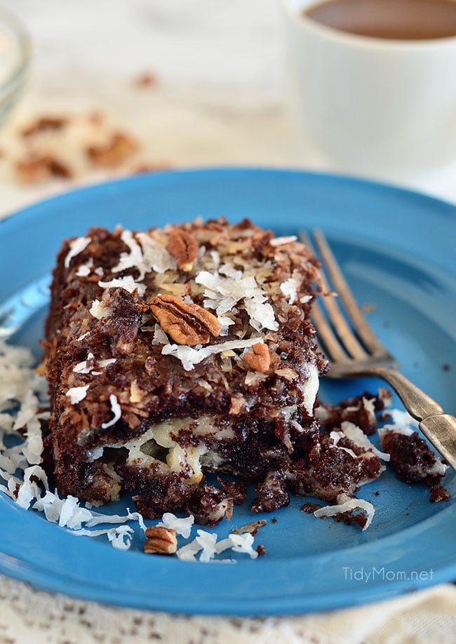 Gooey Upside Down German Chocolate Cake is an easy delicious twist on the traditional German Chocolate Cake. This dessert is gooey, moist, and super simple to throw together thanks to a cake mix. Where it lacks in good looks, it more than makes it up in the yummy department! find the recipe at cetcu.com