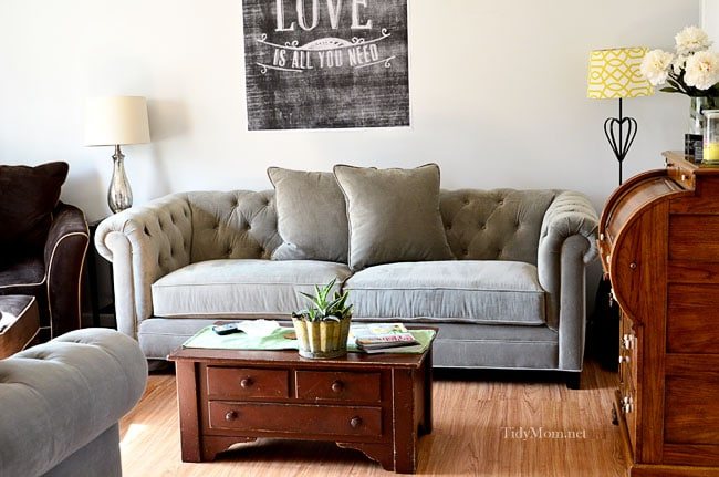 Gray Tufted Back sofa at Cetcu