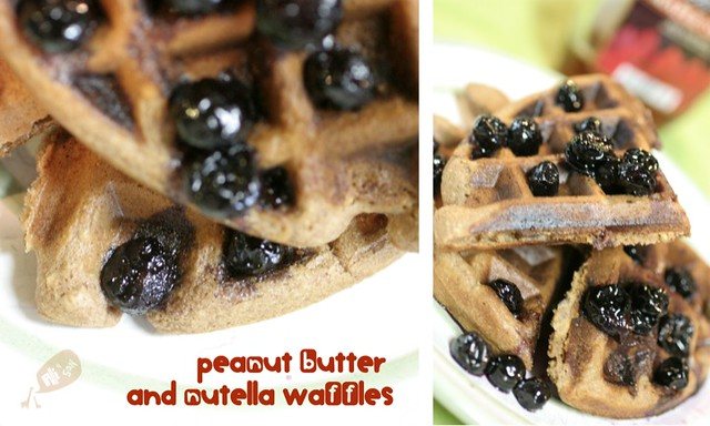 Peanut Butter and Nutella Waffles
