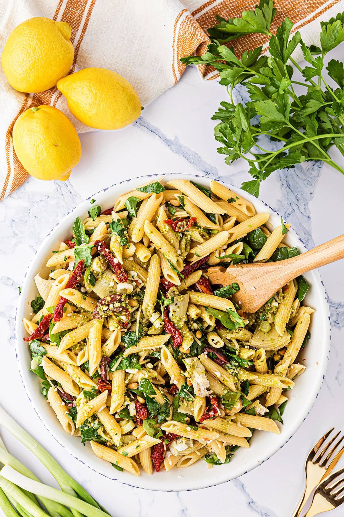 Greek Pasta Salad & Easy Mediterranean Dressing