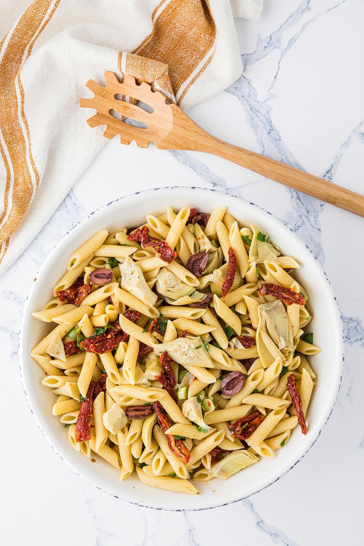 how to make Greek pasta salad step 3
