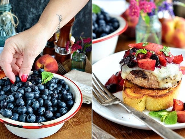 Grilled Turkey Cheese Burger with Peaches and Blueberries recipe at cetcu.com