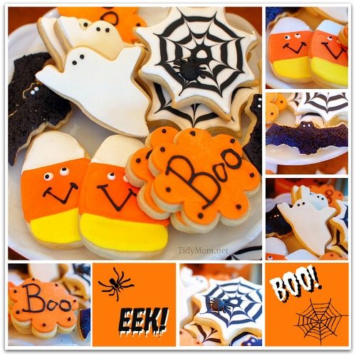 Halloween Cutout Cookies with Royal Icing and Fondant