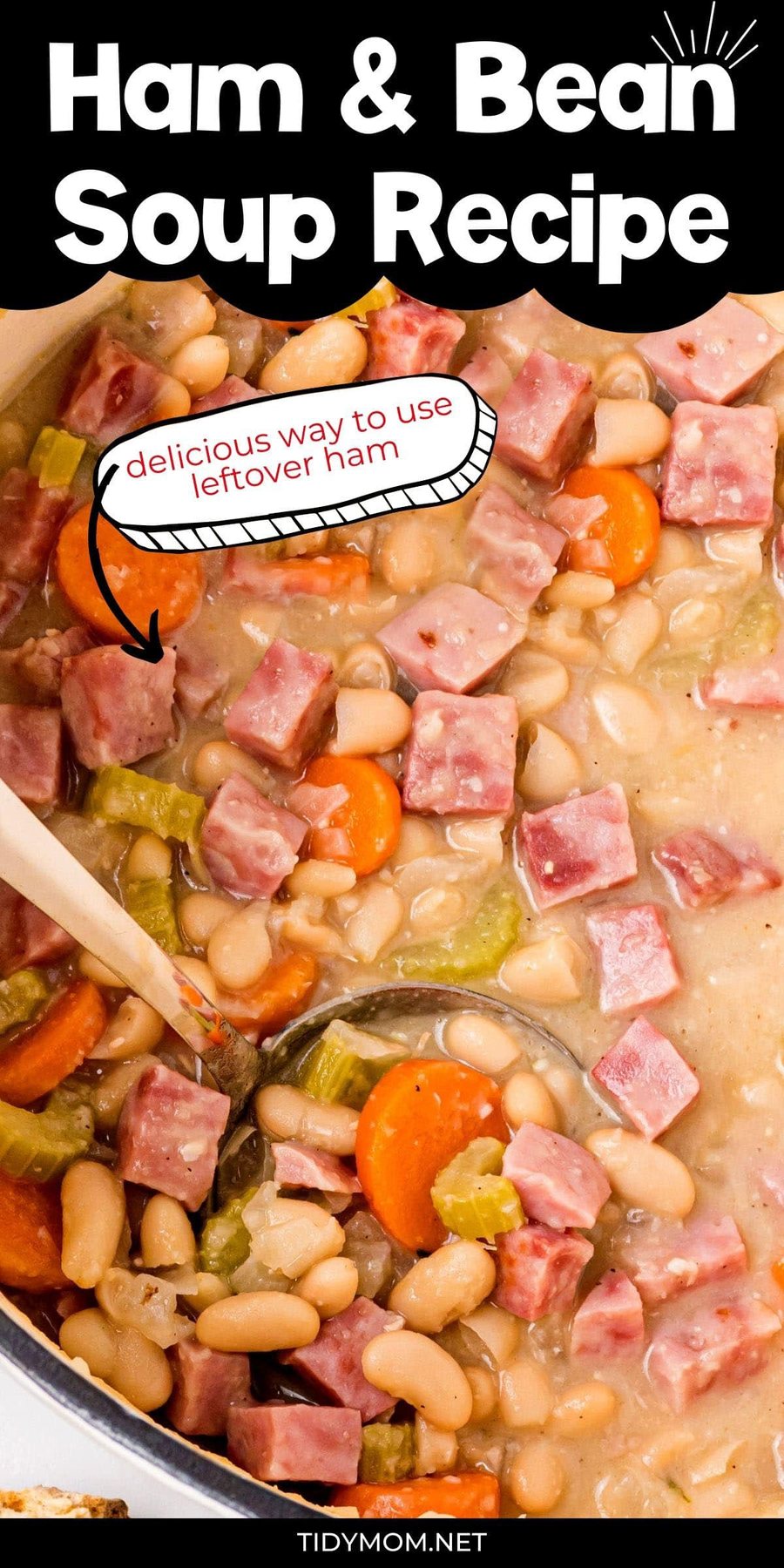 warm pot of ham and beans