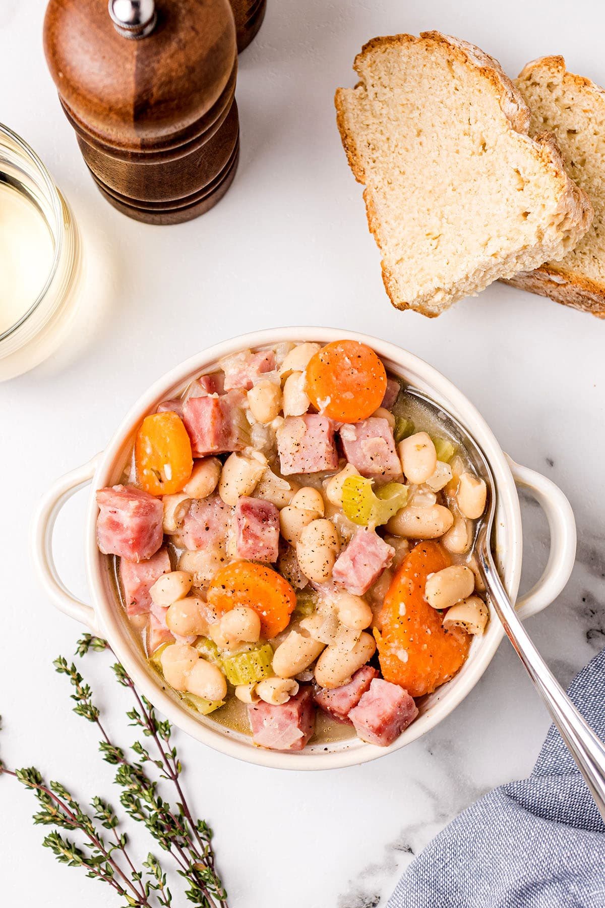hot bowl of ham and bean soup