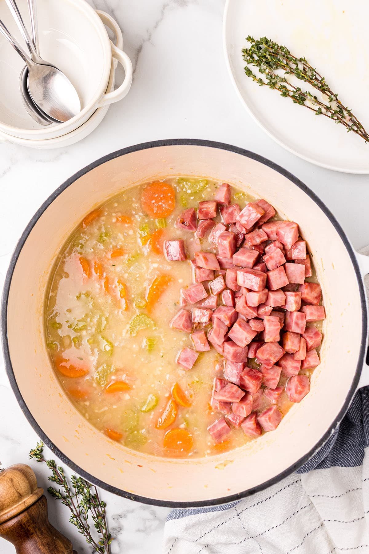 step 17 for making ham and beans soup