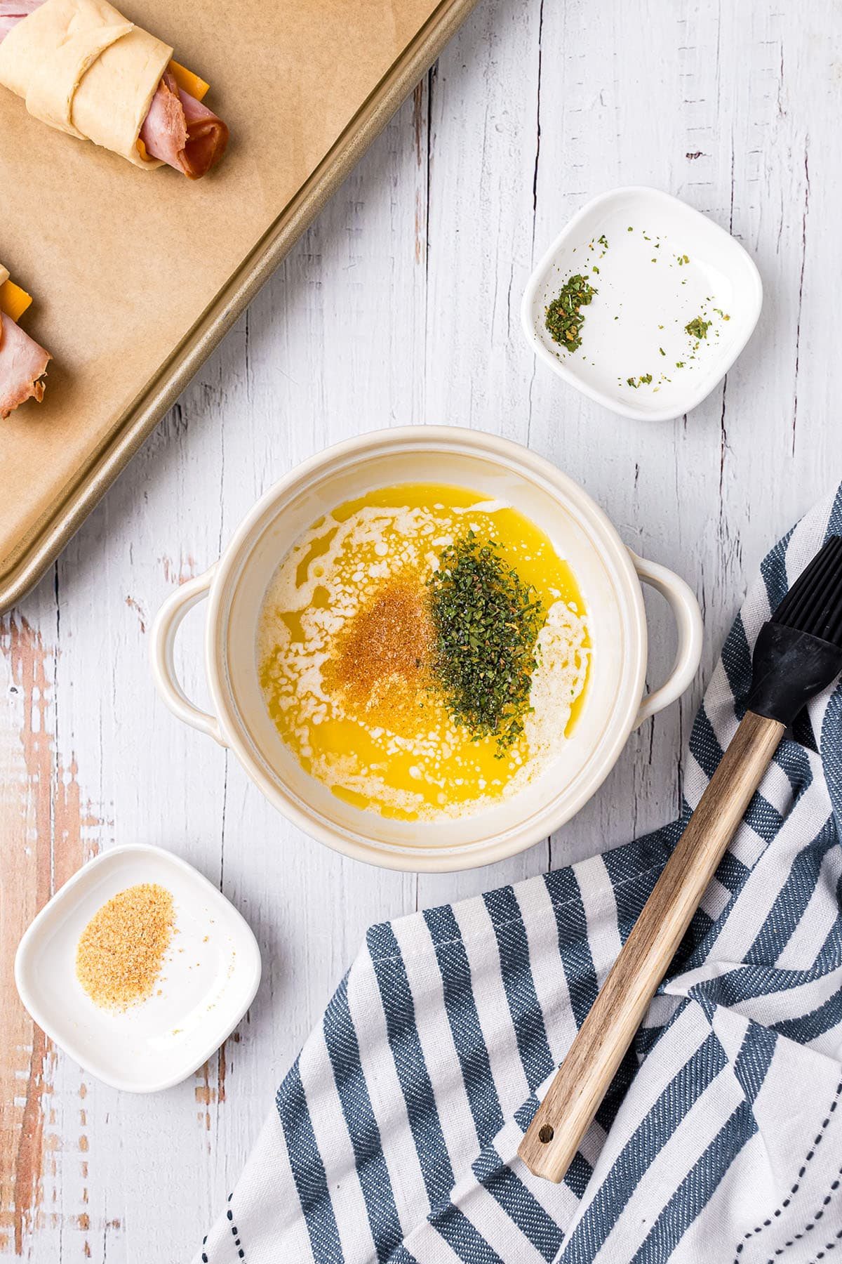 Melted butter with dried seasonings