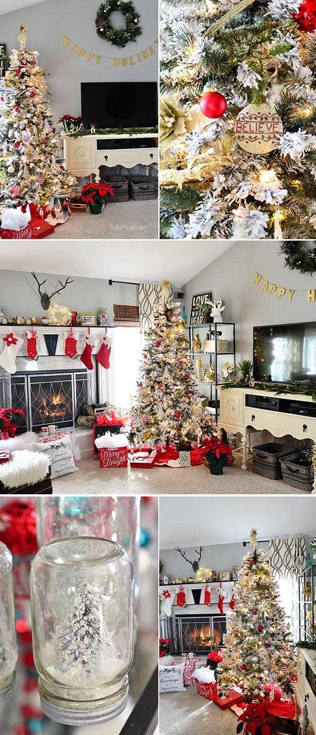Flocked Christmas Tree +Holiday Home Tour at cetcu.com