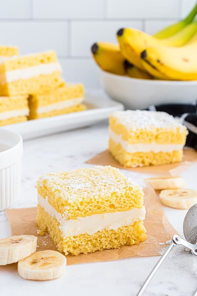 Homemade Banana Flips with slices of fresh banana
