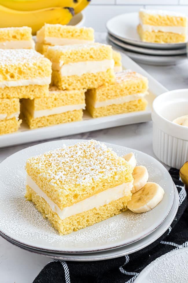 Banana Flips snack cakes on a white plate