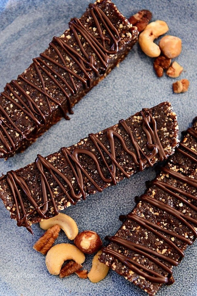 HAZELNUT ENERGY BARS on blue plate