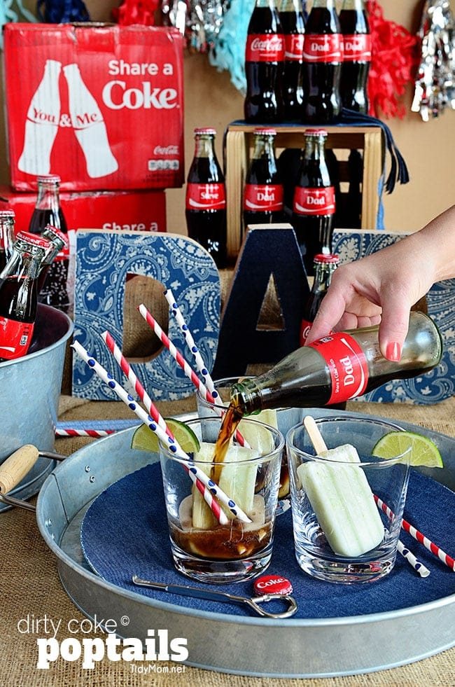 Dirty Coke Poptail; a Creamy Coconut and Lime popsicle served upside down in a class of ice cold Coke at cetcu.com #shareacoke
