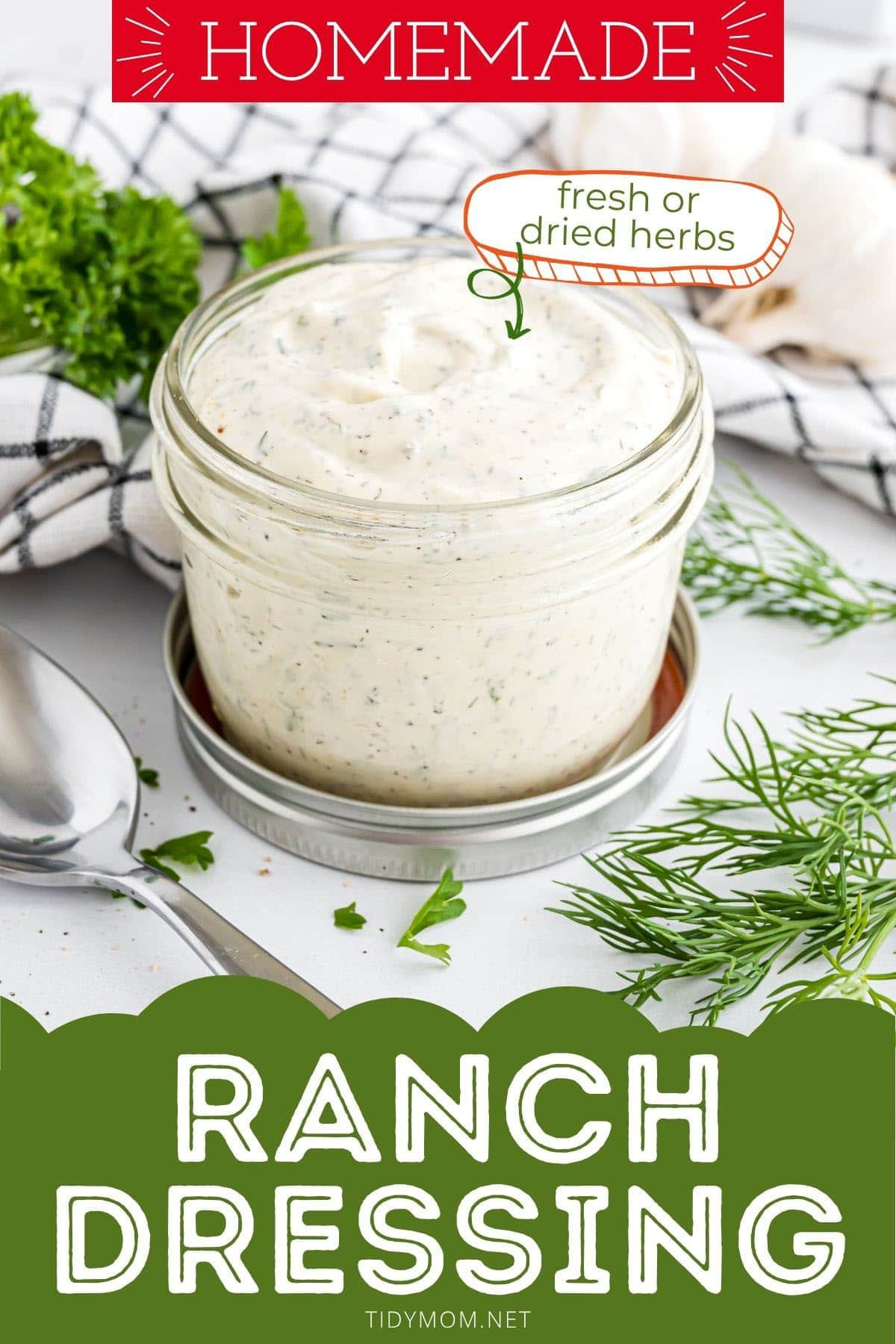 homemade ranch dressing in a jar