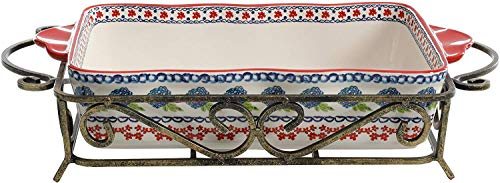 The Pioneer Woman Dazzling Dahlias 2-Piece Baker with Metal Rack