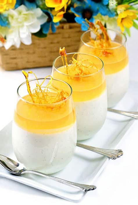 Honey Panna Cotta looks like a fancy-schmancy dessert, but actually, it only takes a few minutes to prepare and the rest of the time, the fridge does all the work for you, making it a great “make ahead” dessert for a party table, and with it’s simple, not too sweet flavor, it would be the perfect ending to a heavy meal. Get this HONEY PANNA COTTA recipe at cetcu.com