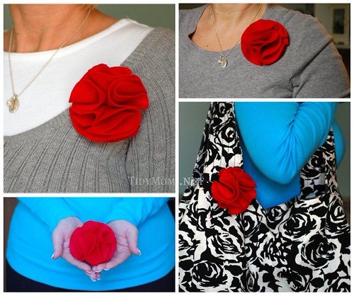 How to make a felt rosette flower pin tutorial at cetcu.com
