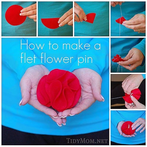 How to make a felt rosette flower pin tutorial at cetcu.com