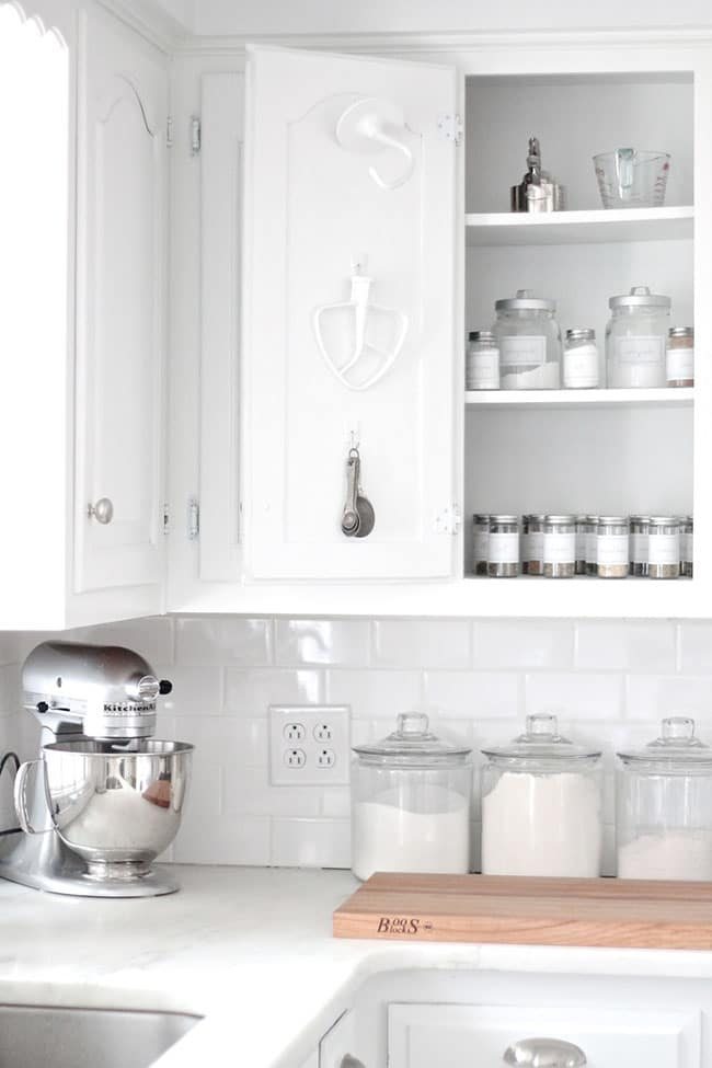 Simple storage solutions for keeping a HOME with ALL WHITE INTERIOR DESIGN from Julie of Coordinately Yours at cetcu.com