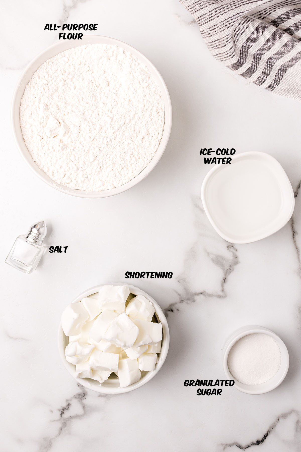 shortening pie crust ingredients on a counter