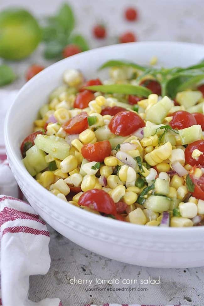 Cherry Tomato Corn Salad - Your Homebased Mom: How to Plan a Perfect Picnic. Get recipes, printables and more to plan a perfect picnic at cetcu.com