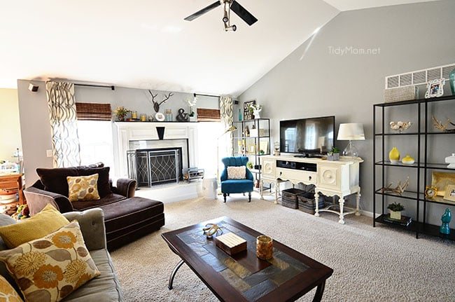 Gray Family Room makeover at cetcu.com