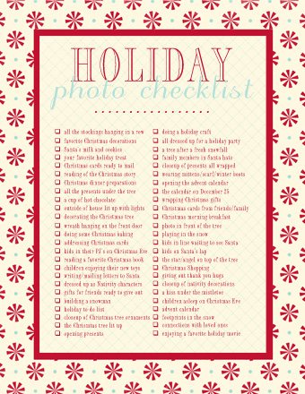Holiday Photo Check List