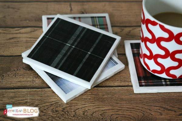 Easy DIY Tartan Plaid Coasters tutorial at cetcu.com
