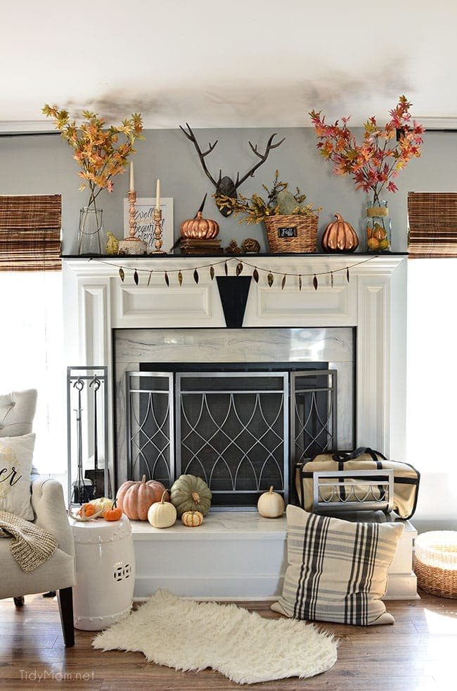My Fall Mantel with Touches of Copper