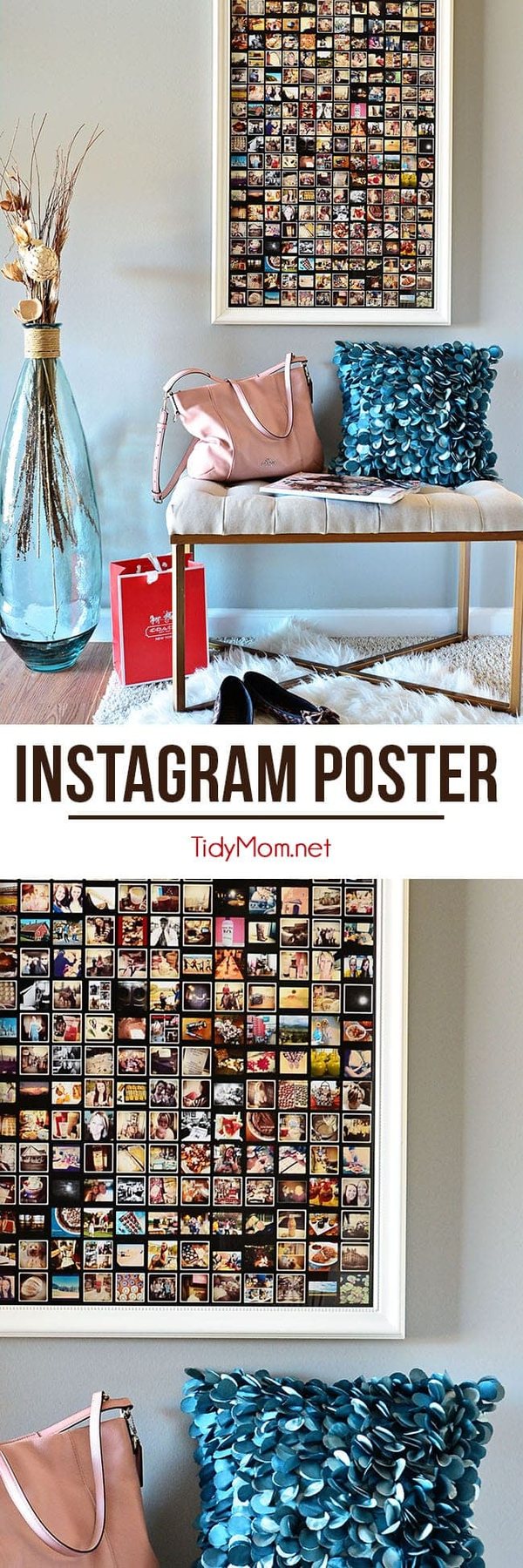 Entryway with framed Instagram poster. Get all the details to make your own Instagram Poster at cetcu.com