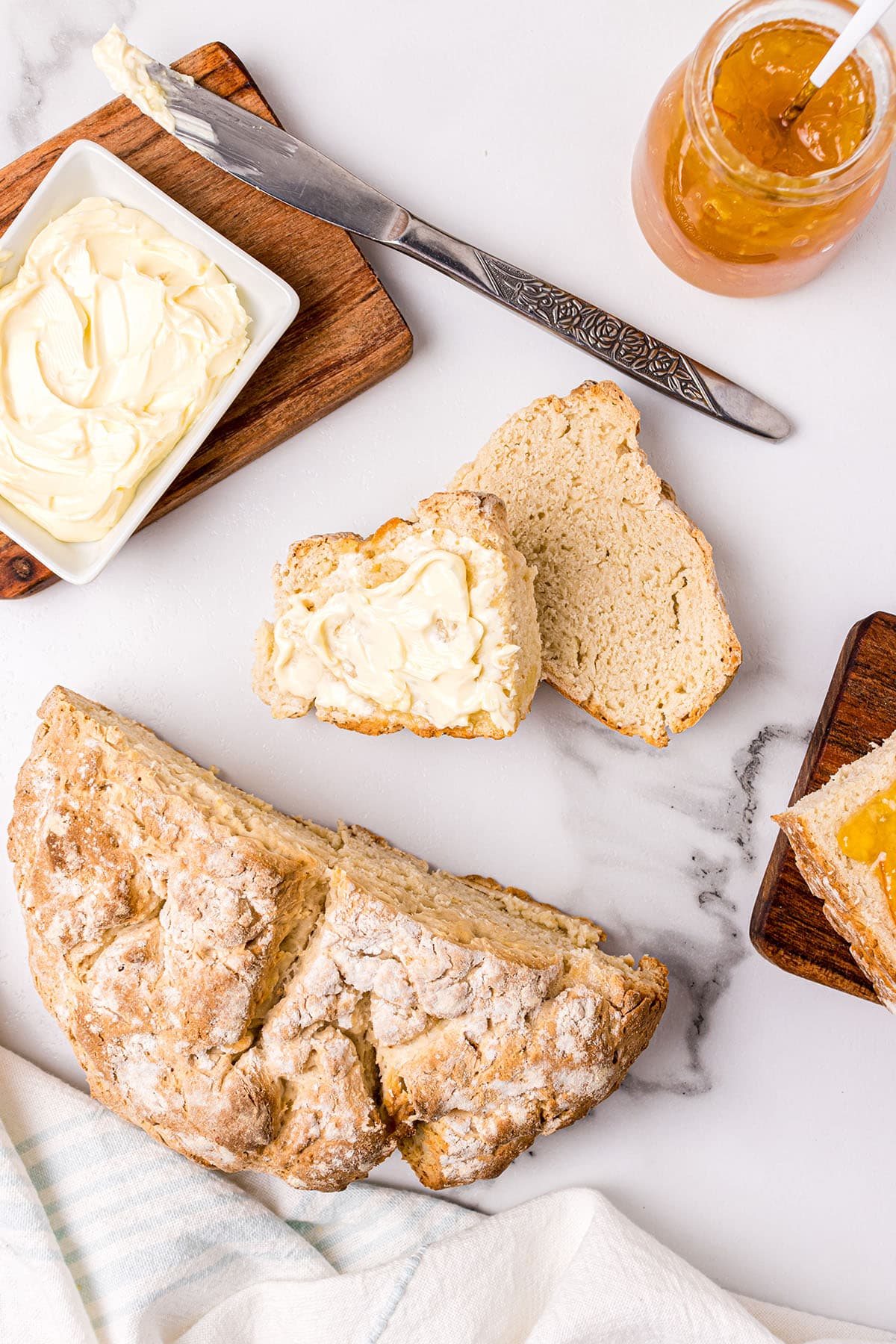 buttered slices of Irish soda bread