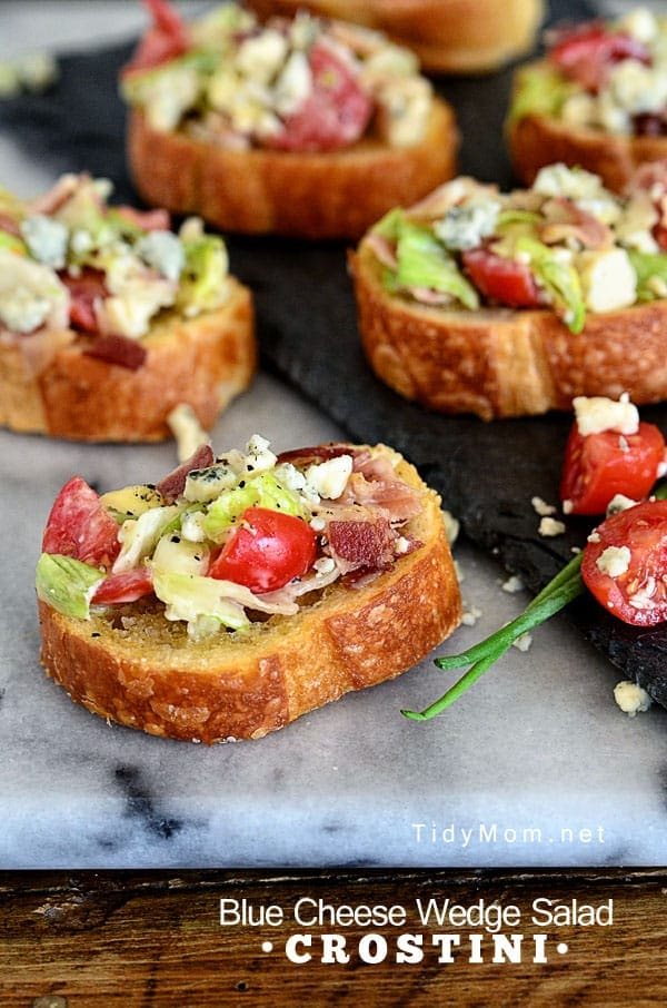 Blue Cheese Wedge Salad Crostini {VIDEO}