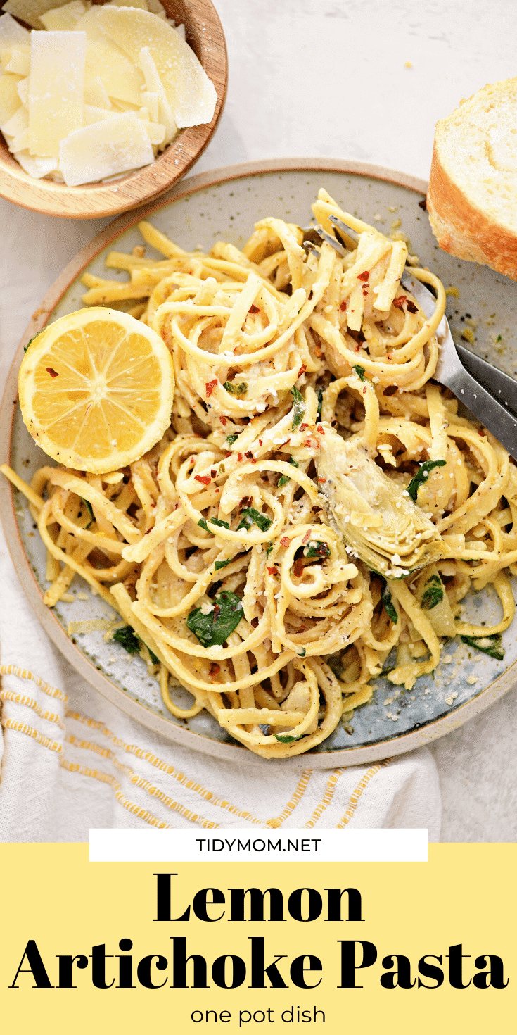 LEMON ARTICHOKE PASTA with Parmesan cheese