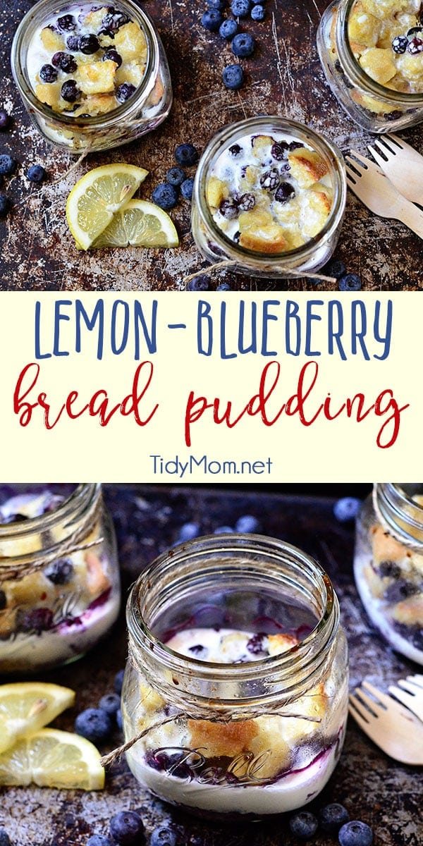This lemon-blueberry bread pudding is not overly sweet and is one of the simplest desserts you can make! A zesty summer delight and comfort food at its finest with a punch of lemon and plump blueberries mixed throughout baked and served in your very own special jar makes it all the more decadent. Print recipe at cetcu.com