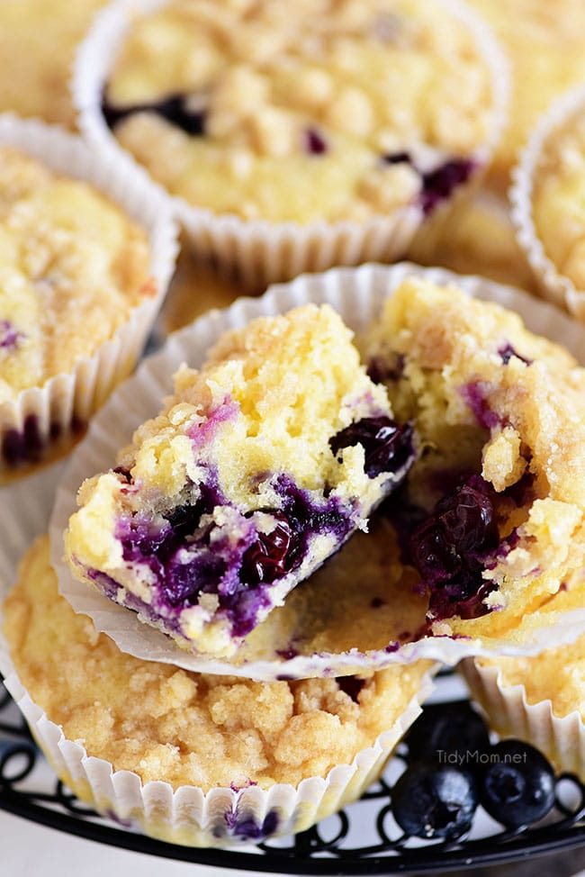 LEMON BLUEBERRY MUFFINS cut in half