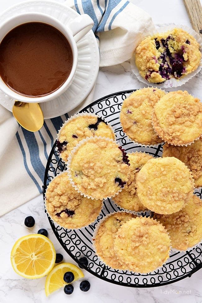 LEMON BLUEBERRY MUFFINS on cooling tray
