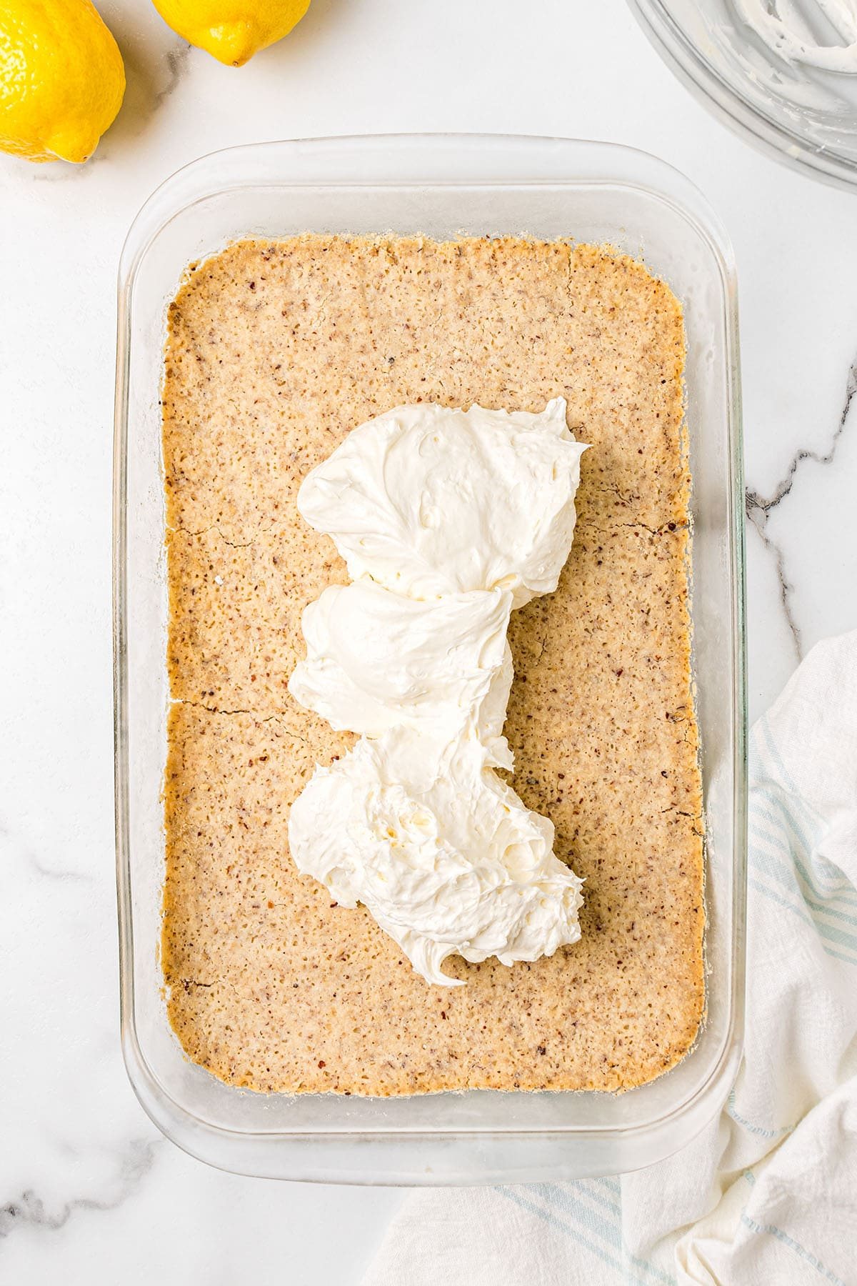 creamy filling over shortbread crust