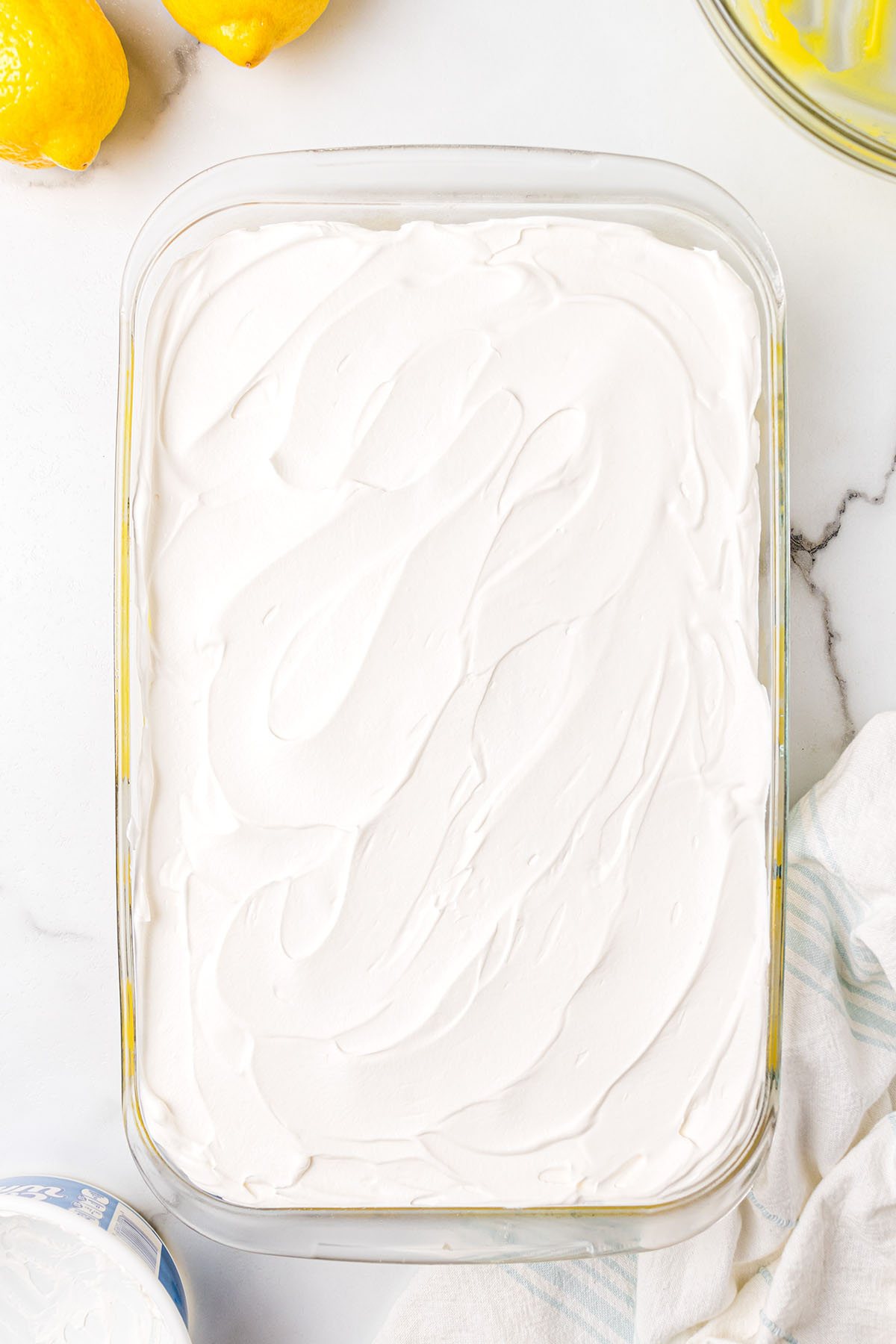 Cool whip layer for lemon lush dessert