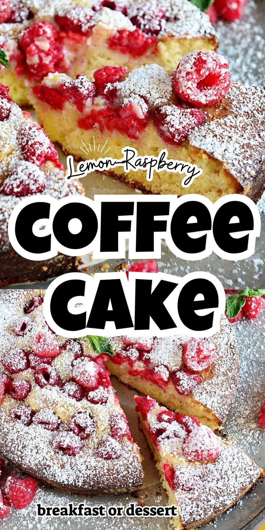 photo collage of lemon raspberry coffee cake