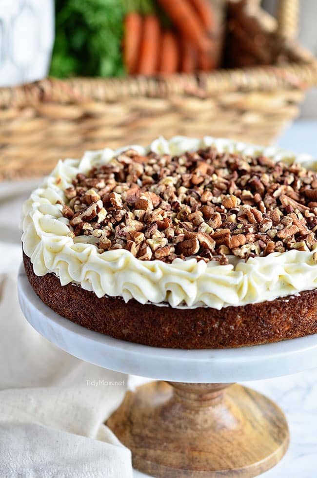 the best homemade carrot cake on cake stand