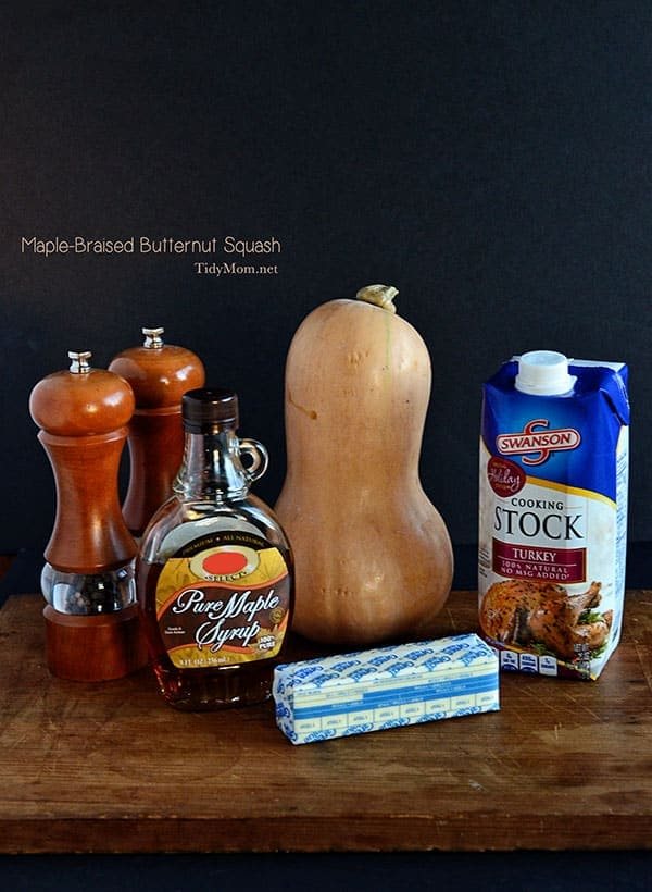 Ingreditents for Maple-Braised Butternut Squash recipe at cetcu.com