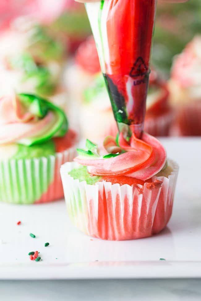 Tricolor Christmas Cupcakes and frosting
