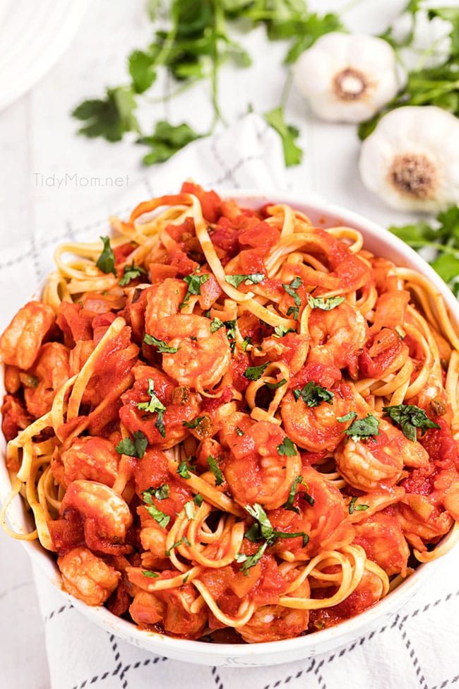 Mexican Shrimp Pasta in a bowl
