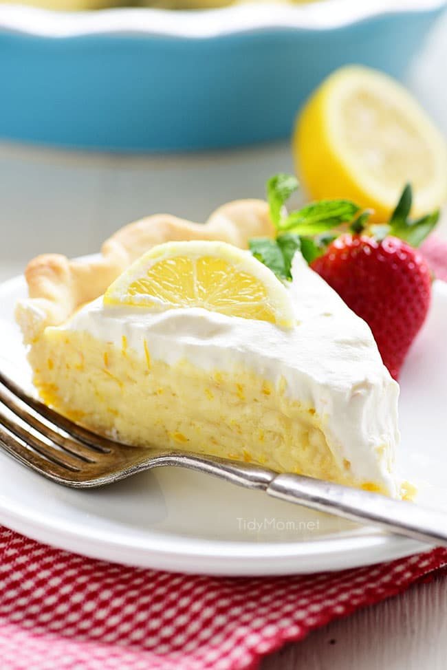 This Meyer Lemon Pie packs a ton of lemon flavor with a fluffy texture to a simple homemade dessert. Pops of sweet tangy Meyer lemons are perfect for spring. The pie is not overly sweet and has lots of citrus love all the way through to the homemade whipped cream for the top! Get the full printable recipe at cetcu.com