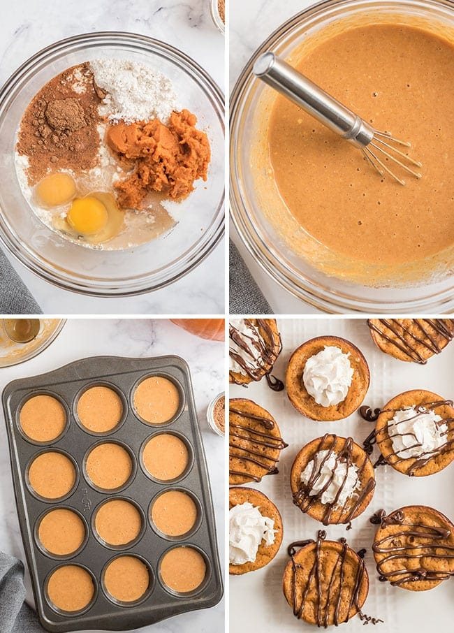 how to make crustless mini pumpkin pies photo collage