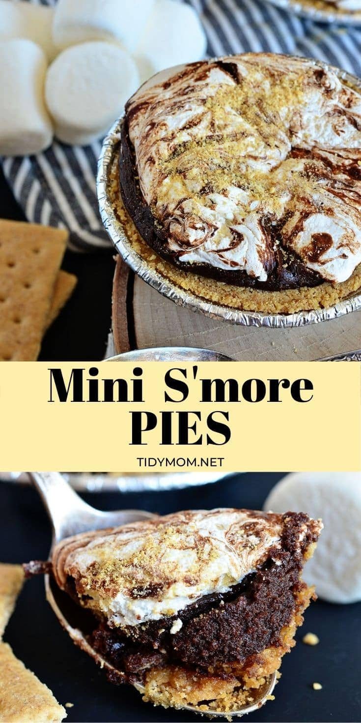 mini s'more pie with marshmallows and a bite on a spoon.